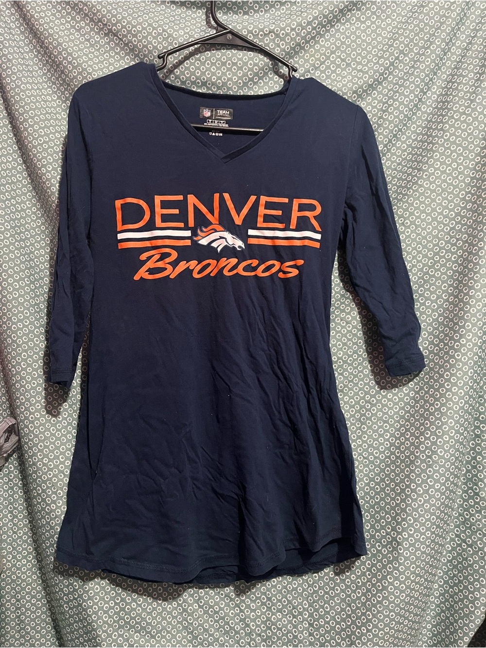 Denver Broncos Kids' Navy Long-Sleeve V-Neck Tee